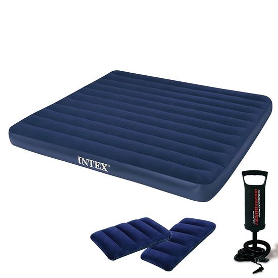 INTEX Matelas downy gonfleur pied 2 places large Fiber-Tech