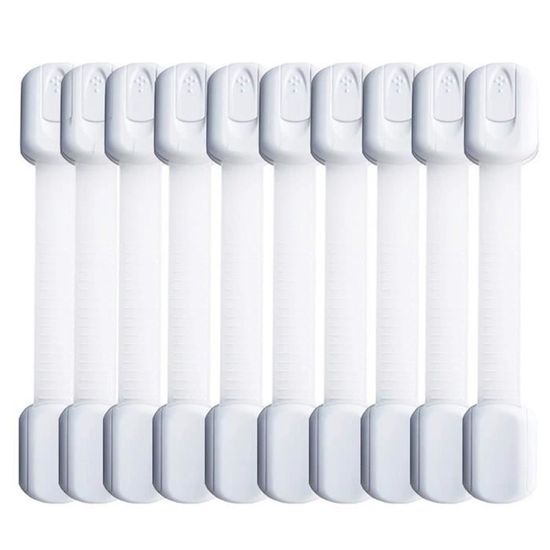 Lot De 12 Sécurités Enfant Pour Armoires Et Tiroirs - Adhésif Extra Fort, Motif Ours Blanc - Protection Sans Perçage Pour Bébé