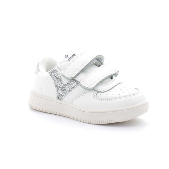 Basket Victoria pour enfant VICTORIA Argent Cuir Lacets