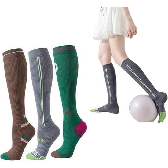 Lot De 3 Paires Chaussettes Montantes Filles Avec Nœuds Rubans - Coton Doux École Et Quotidien, Noir Bleu Blanc Gris