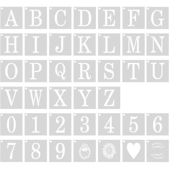Pochoirs Lettres Et Chiffres Okaywork - 42 Pièces Réutilisables En Plastique PET - 10cm - Pour DIY Et Art