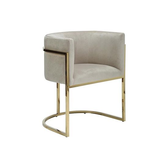 Fauteuil Salon En Velours Crème Avec Pieds En Fer Doré - Dimensions 60x61x88 Cm, Marque San Marco