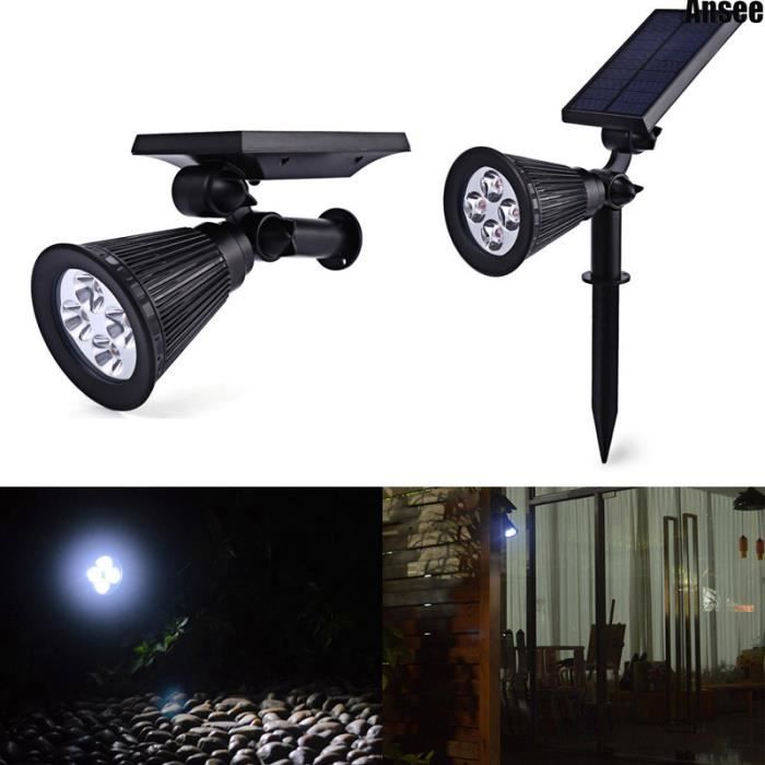 4 Spotlight solaire LED Outdoor Landscape Lighting Wall Light 180 degrés de puissance de panneau solaire réglable étanche