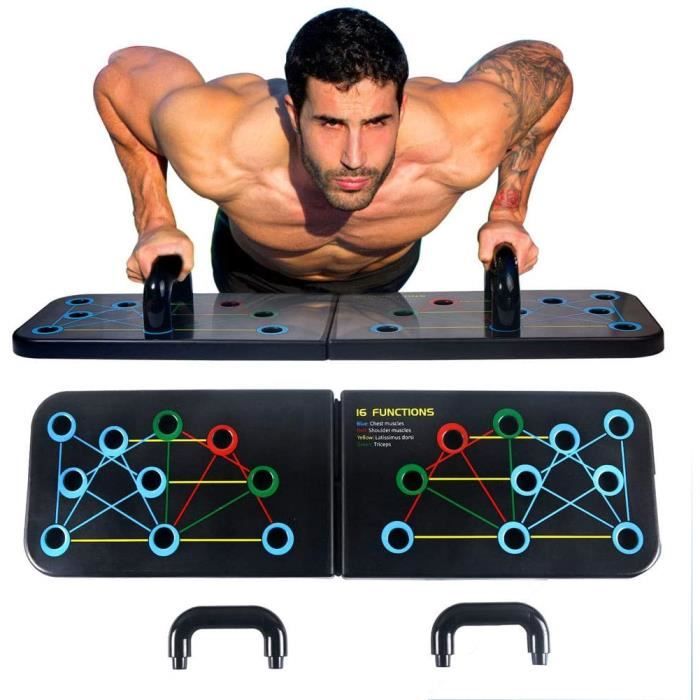 Push Up Rack Board,16 en 1 équipement de Fitness Multifonction Pliable à la Maison,Cadre d'entraînement Push-up Portable,16 in 1