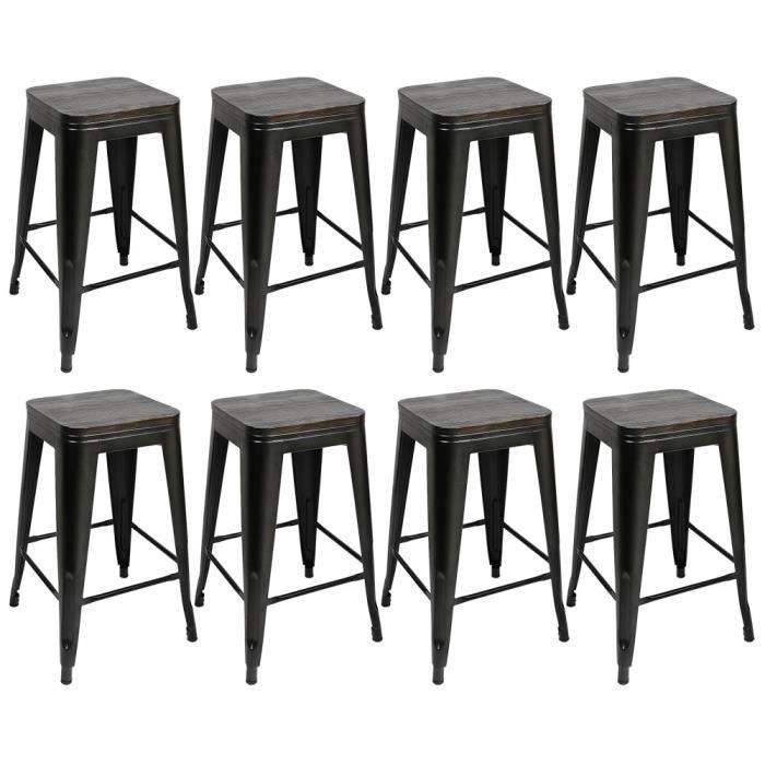 8x Tabouret Bar Industriel Design Chaise empilable Haute de Bar 66.5 cm Metal 150 kg