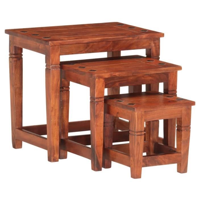 Tables gigognes 3 pcs Bois d'acacia massif HB286263 -YAP