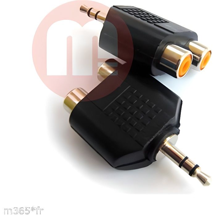 Adaptateur Coupleur Jack 3.5mm Stéréo male vers 2 RCA Femelle to prise jack 3.5