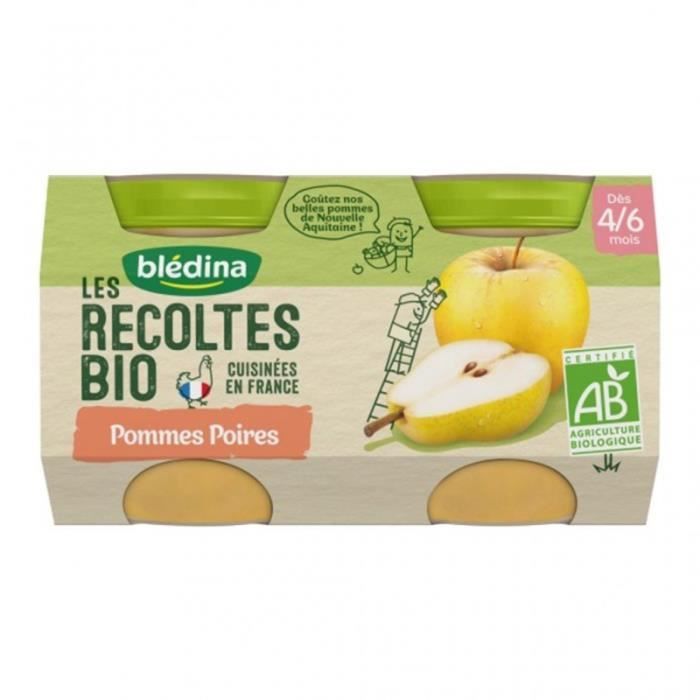 Blédina Les Récoltes Bio Pommes Poires (dès 4/6 mois) par 2 pots de 130g (lot de 8)