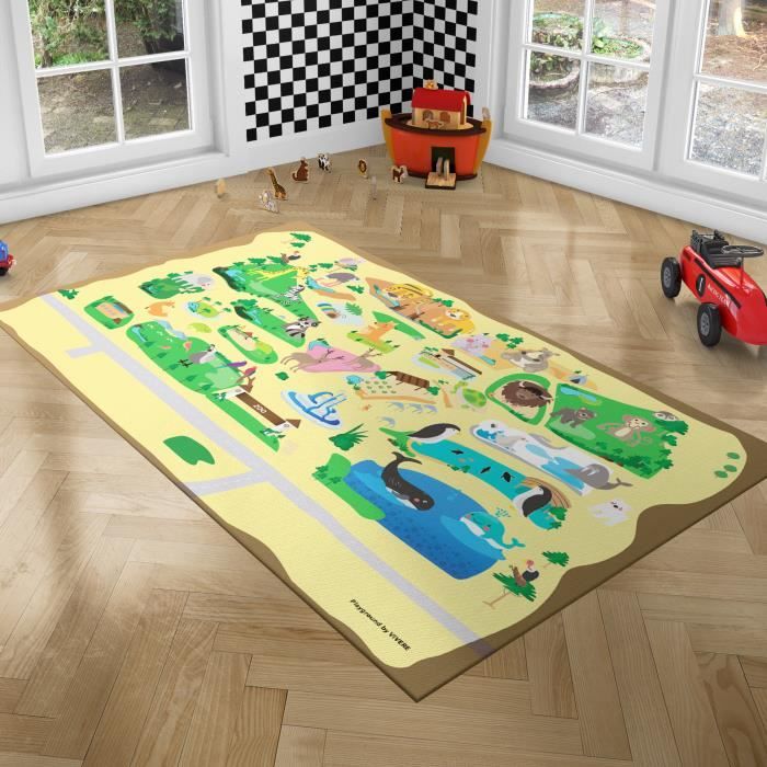 PLAYGROUND Tapis de Jeux pour Enfants - Tapis de Chambre - Zoo - 100x150 cm