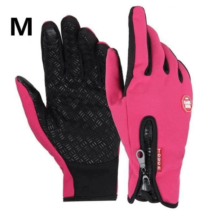 Gants moto vélo imperméable chaud conduire gants pour hommes et femmes rose M Hot45808