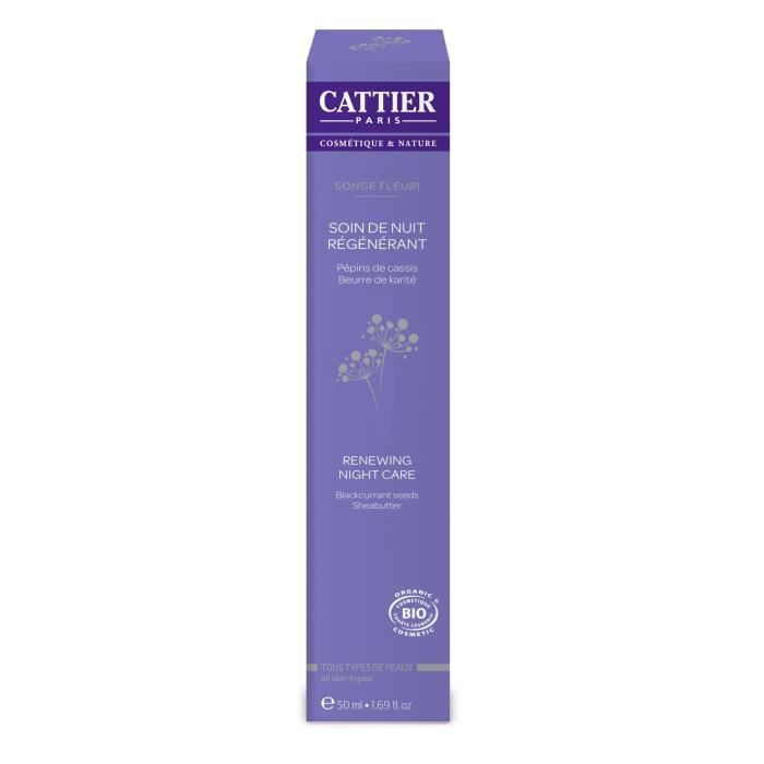CATTIER Soin de Nuit Régénérant Bio Songe Fleuri tous types de peaux 50 ml
