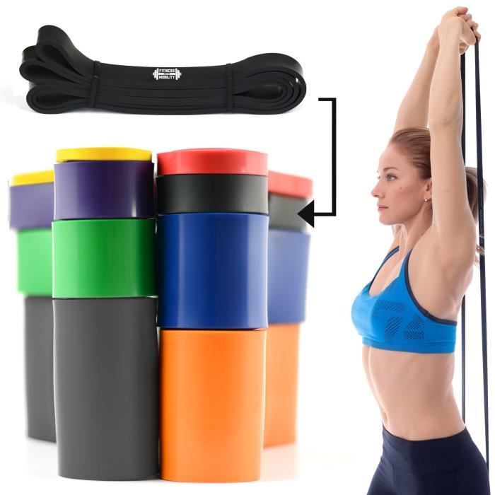 CKB LTD® 1x Fitness 35-70lb Resistance 2.1 cm NOIR Bande De Résistance Bande Elastique Pour Yoga Pilate Musculation Gymnastique