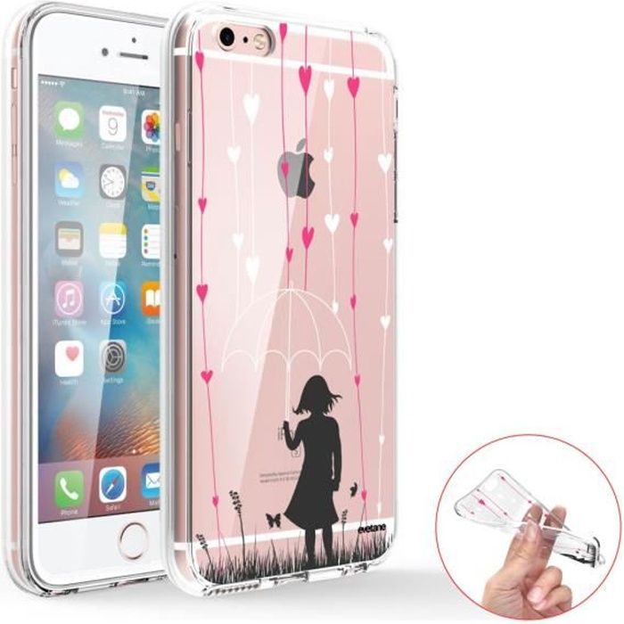Coque 360 iPhone 6 iPhone 6S 360 intégrale transparente Pluie de coeurs Ecriture Tendance Design Evetane