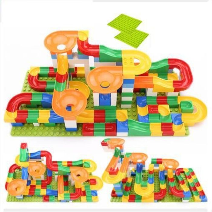 Circuit de Billes Jouet Éducatif DIY de Construction Balle Piste 176PCS Blocs