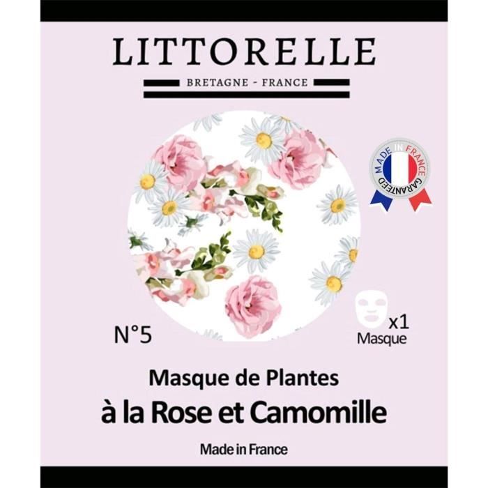 Masque Floral Visage Rose et Camomille – Made in France – Adoucit, Tonifie et Protège la Peau – Action Anti-âge – Peaux Sensibles