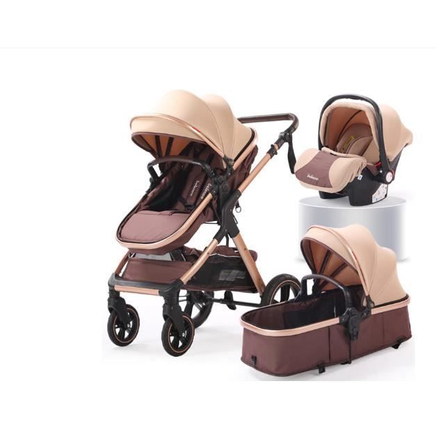 Belecoo poussette 3 en 1 pour bébé facile à plier multifonctionnelle Portable siège de sécurité khaki