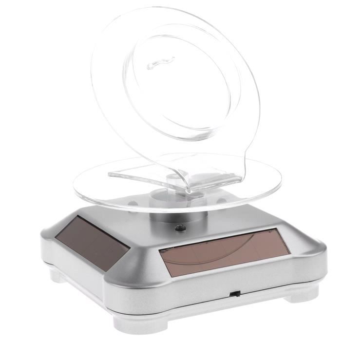 Présentoir de Bijoux de Plateau Amovible Rotatif à 360 Degrés avec LED Solaire Pour Bracelet argent