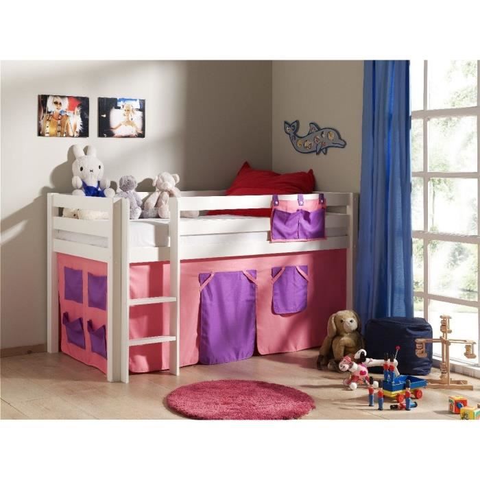 PINO Lit enfant mezzanine + housse Bella blanc