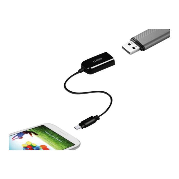 SBS Câble USB USB (F) pour Micro-USB Type B (M) 13 cm blindé pour Samsung Galaxy Note, S II, S III