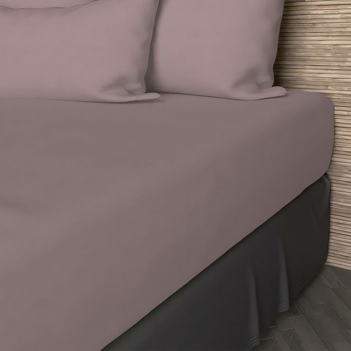 Drap housse en coton 57 fils 200x200 cm UNI vieux rose, par Soleil d'ocre