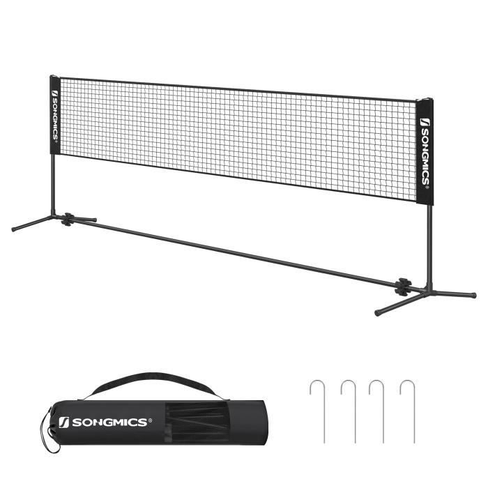 SONGMICS Filet de badminton, Pliable, Facile à monter, Facile à transporter, Hauteur réglable (107 cm, 120 cm, 155 cm)