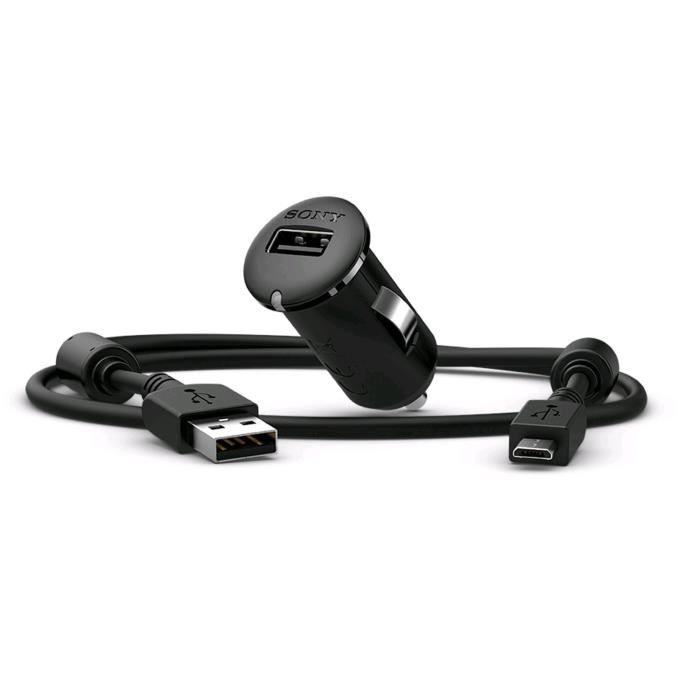 SONY OEM Micro Chargeur Allume Cigare USB + Câble Micro USB Sony AN401 Vrac