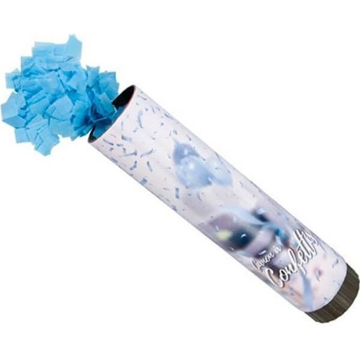 Canon à confettis Baby Shower bleu ciel en papier (x1) REF/CONF006