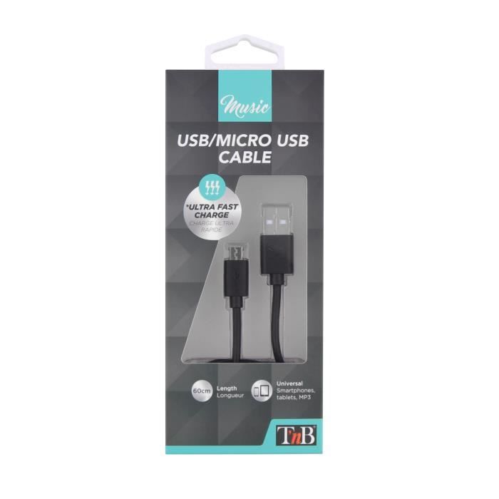 TNB Câble USB micro USB 60cm - Noir
