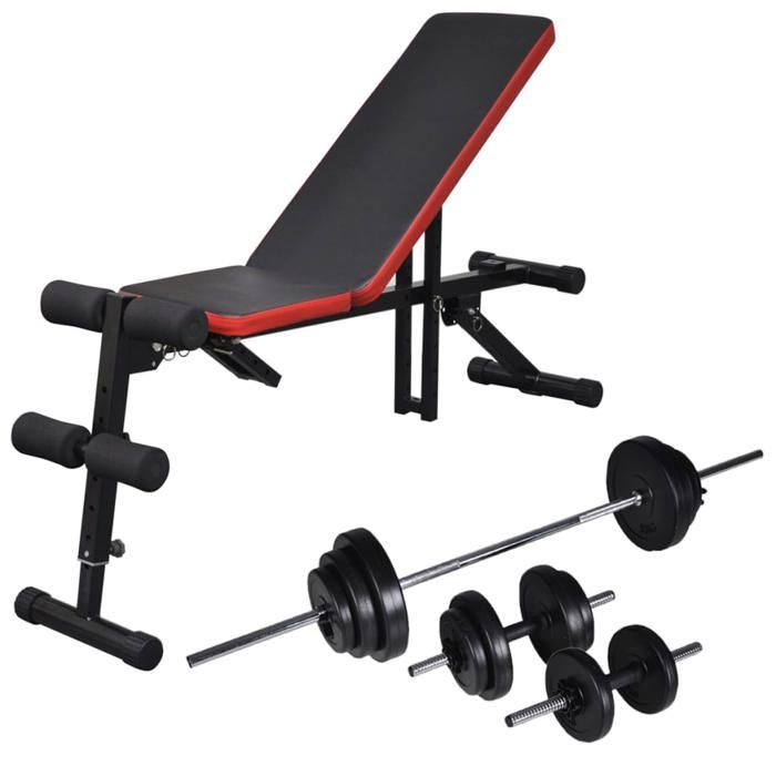 vidaXL Banc d'entraînement réglable avec jeu d'haltères 30,5 kg