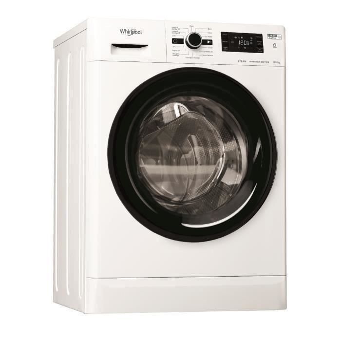 Lave-linge séchant WHIRLPOOL FWDGP861483BVFRN FreshCare - Lavage 8 kg / Séchage 6 kg - Classe A - 1400 tours/min - Blanc