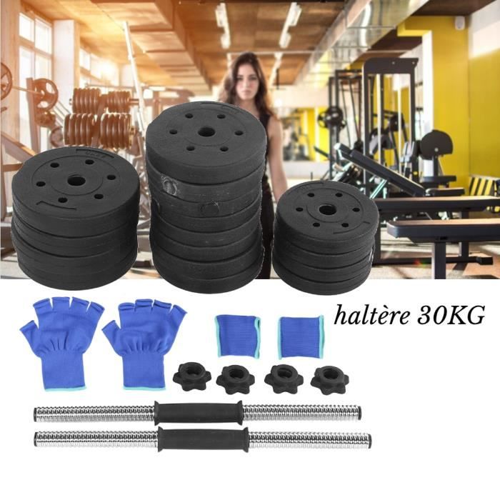Haltère 30kg poids ajustables Entraînement Biceps Triceps Poids Libre Entraînement