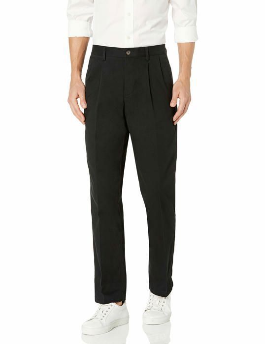 Essentials F16AE60001 Amazon Pantalon Chino plisse Infroissable Coupe Classique Grandes Tailles Disponibles Homme Noir true black Cdiscount Pret a Porter