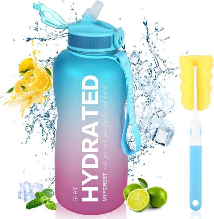Gourde Sport 1 Litre,Bouteille D'Eau Sans Bpa Avec Marqueur De Temps De