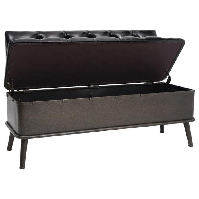 Banc de rangement - UU - avec dossier - 110 cm - Noir Similicuir LL117857