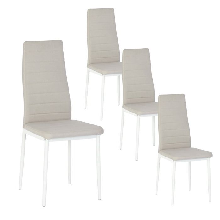 Lot de 4 beige chaise chaise de cuisine tissu scandinave