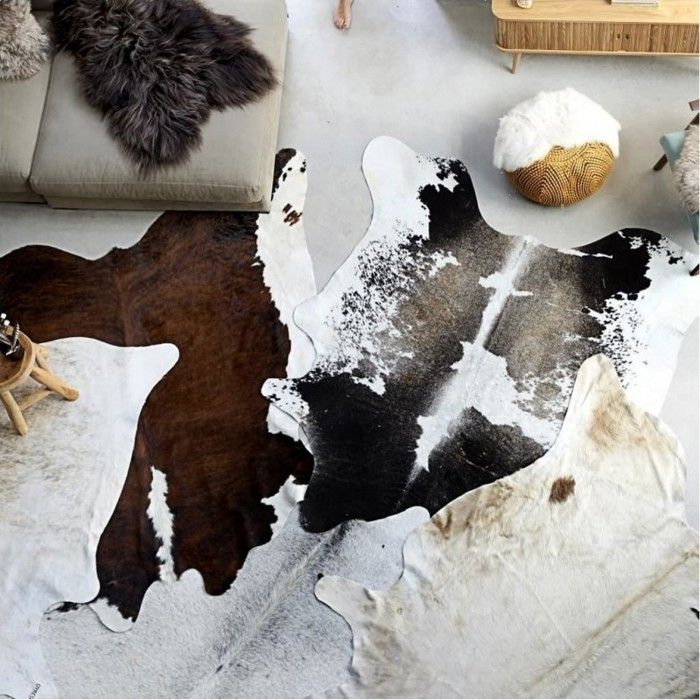 Tapis en peau de vache véritable Noir 150 x 170 cm LVD - Maison