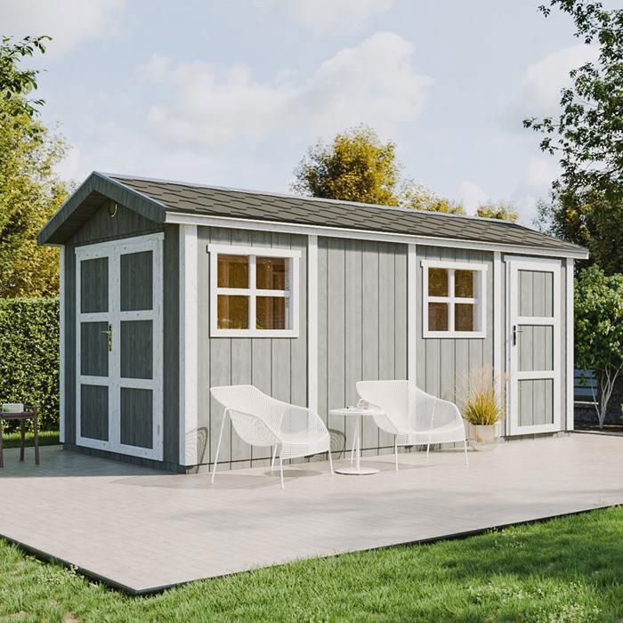 Abri de Jardin Qualité Premium 8.52 + 2.95 m² - Timbela M915C - Construction de Panneaux LP Smartside