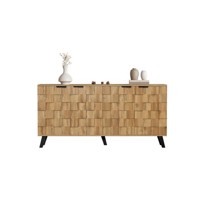 Credenza Vega Moderna 4 Ante 160 Battente Bianco Lucido