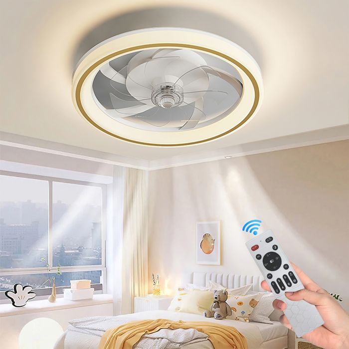 Ventilateur plafond avec lumière 88W design pétale LED dimmable 6 vitesses télécommande ventilateur plafond silencieux chambre - Prumya