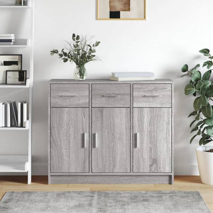 (Gris) Buffet bahut - Buffet Enfilade sonoma gris 91x28x75 cm bois ingénierie 189406