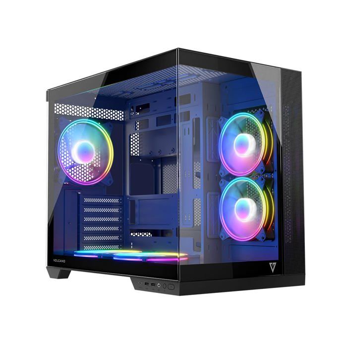 Boîtier PC - Modecom - Volcano Panorama APEX ARGB - 5 Ventilateurs - Gris
