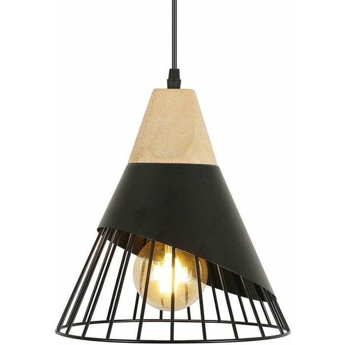 Rétro Metal Suspension Noir Cage E27 lampe industrielle vintage pendante lustre plafonnier métal antique