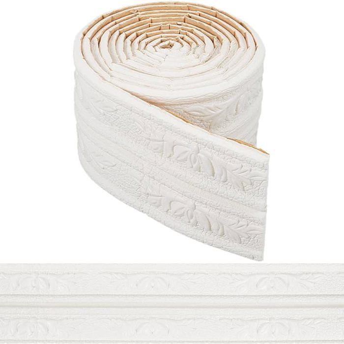 90 5 x 3 moulure Flexible en Mousse Blanche à Décoller et à Coller Couronne Autocollante 3D Lignes Murales 3D Blanc-0 PLINTHE PVC
