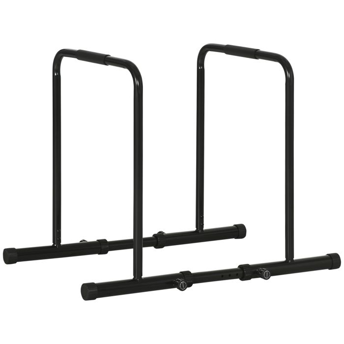 Dips barre parallèle station de musculation - SPORTNOW - hauteur et espacement réglables - acier - 102x65x90cm - noir