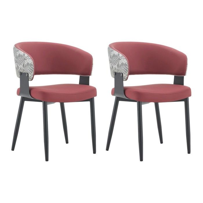 Chaises Lot 2 Rouge Noir Similicuir 46.5x48x77.3cm Style Mid-Century Accoudoirs Tonneau dossier Motif pied Solide Maison Restaurant Chaises Lot 2 Rouge Noir Similicuir 46.5x48x77.3cm Style Mid-Century Accoudoirs Tonneau dossier Motif pied Solide Maison Restaurant