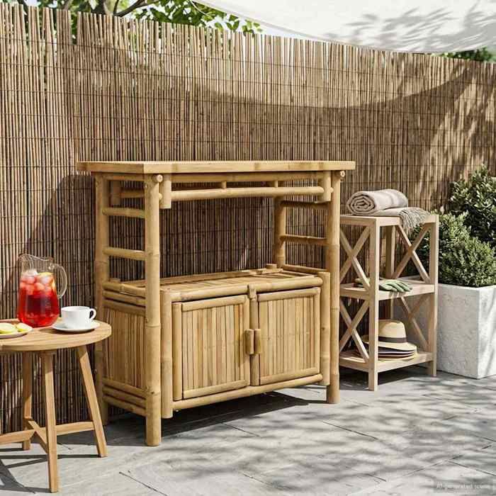 Table console avec étagère - vidaXL - bambou - naturel - avec 2 portes - 80 x 35 x 75 cm@xmx96p