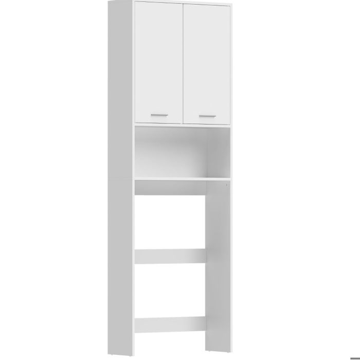Colonne WC armoire haute 2 portes avec niche ouverte 66 x 24 x 191 cm bois blanc ORVRYN