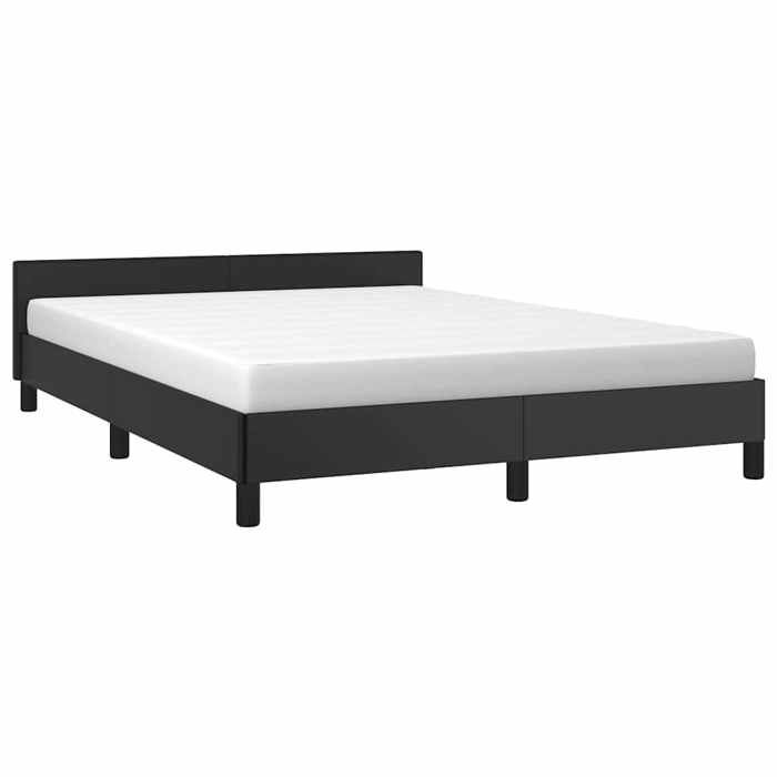 BEAU Lit double，Lit adulte - Structure de lit - avec tête de lit - sans matelas - noir - 140x200 cm - 2 places[13809]