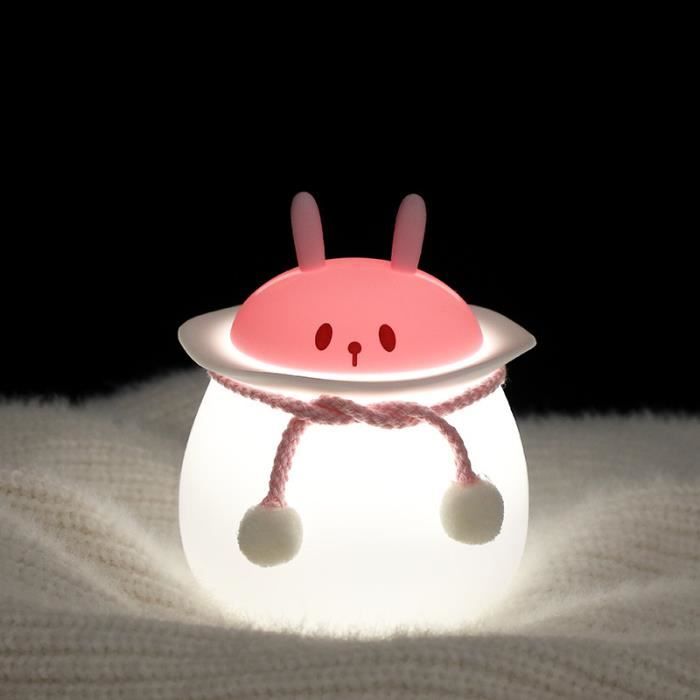 Veilleuse LED Lapin En Silicone - Sensor Tactile - Rechargeable USB - Nuit Douce - Pour Enfants