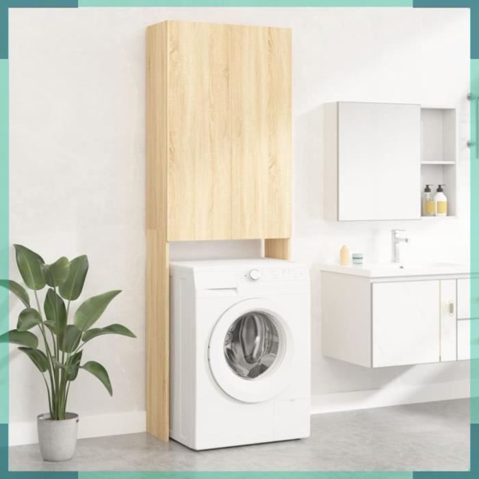 ASHATA Meuble pour machine à laver Chêne sonoma 64x255x190 cm -FHE808416